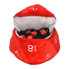 Red and White D20 Plush Dice Bag for Dungeons & Dragons